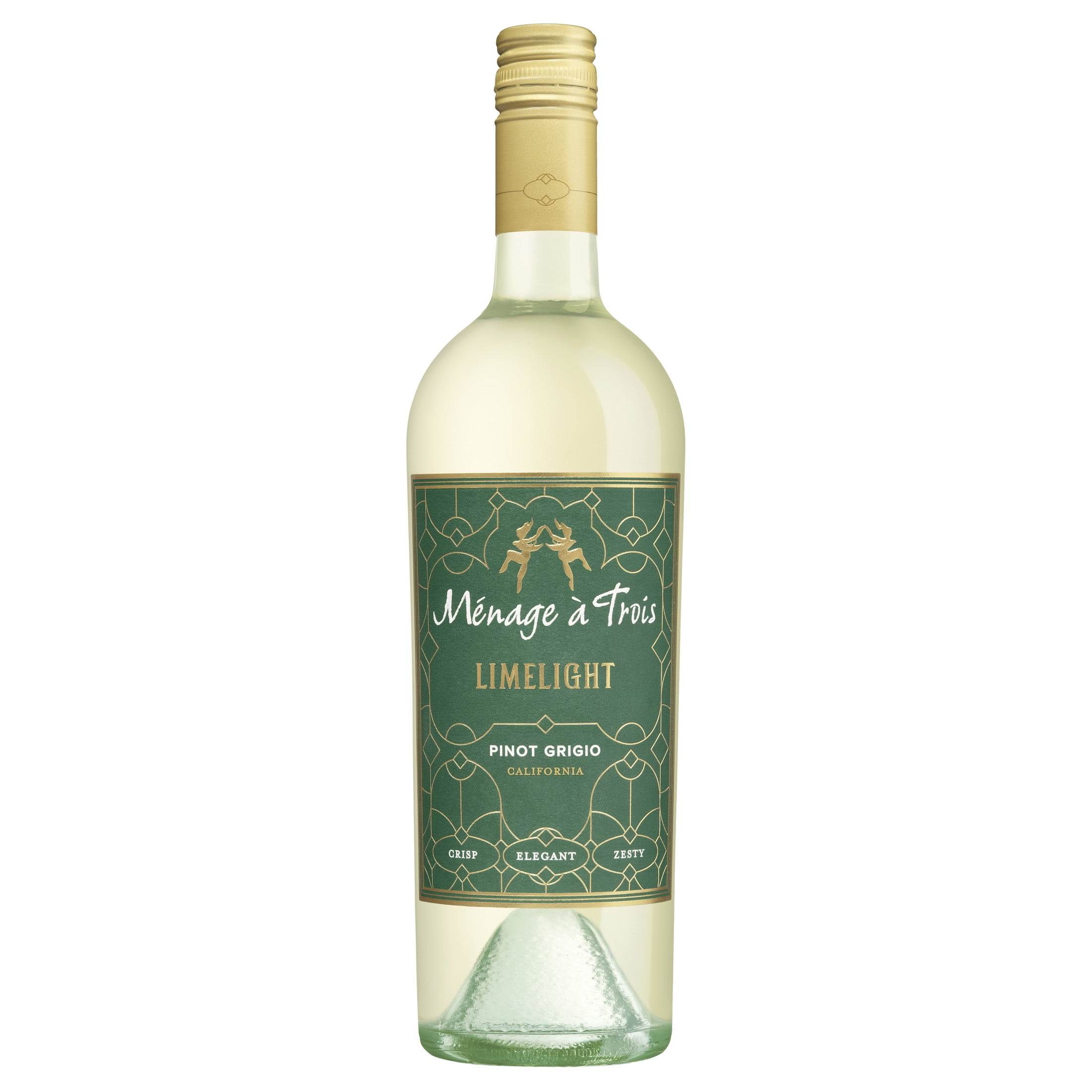 Menage a Trois Limelight Pinot Grigio California White Wine, 750 ml Glass Bottle, 13% ABV