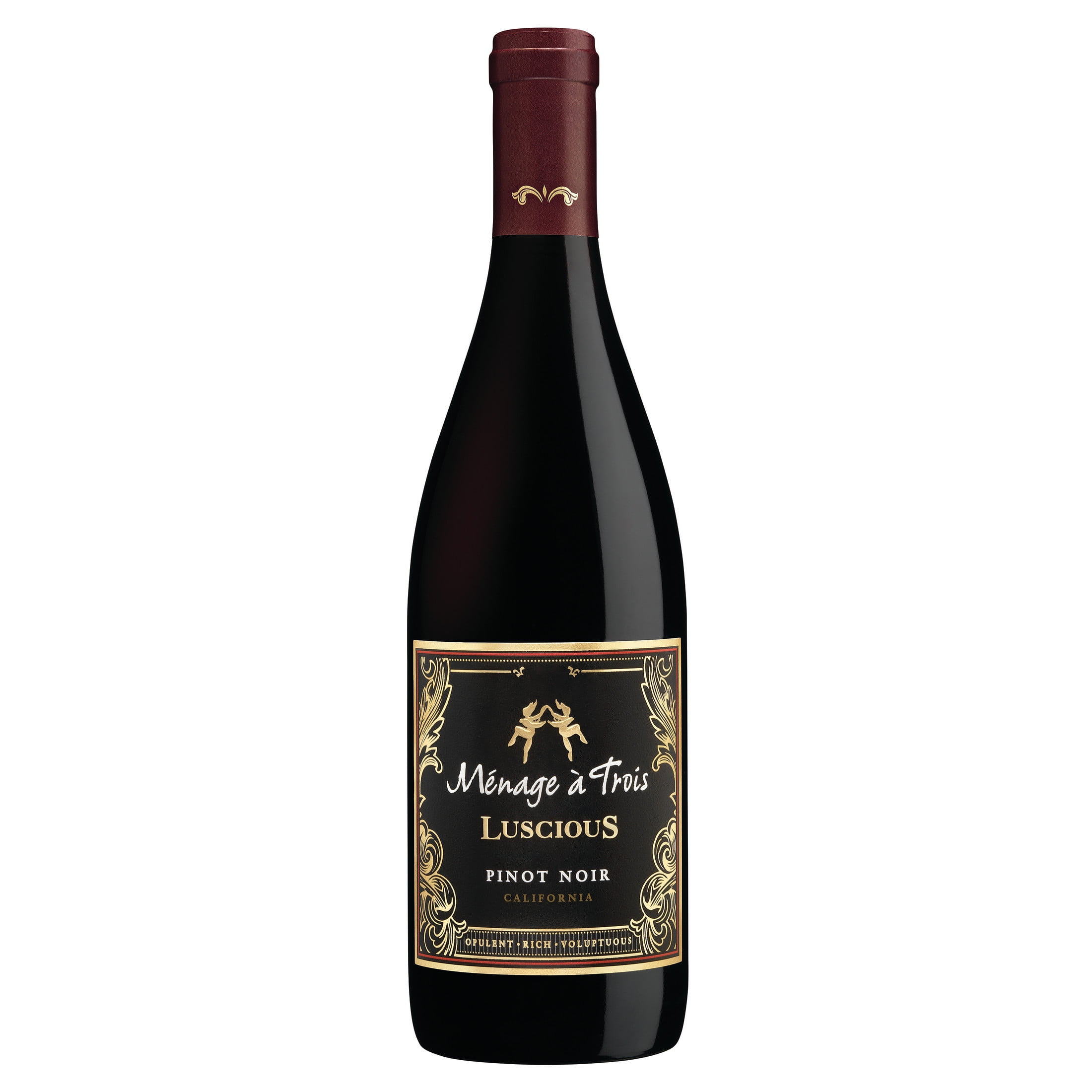 Menage a Trois Luscious Pinot Noir California Red Wine, 750 ml Glass Bottle, 13.5% ABV