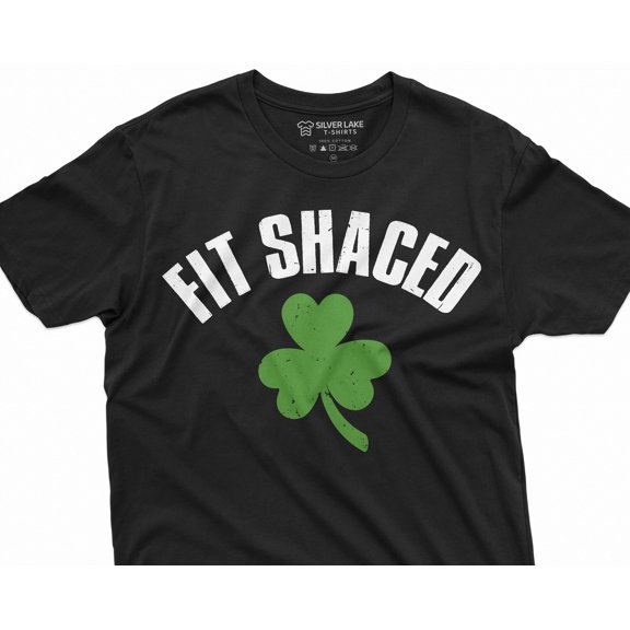 Menamp39s Fit Shaced Funny Tshirt Drinking Party Pub Tee Shirt Clover Shamrock Drinking Te