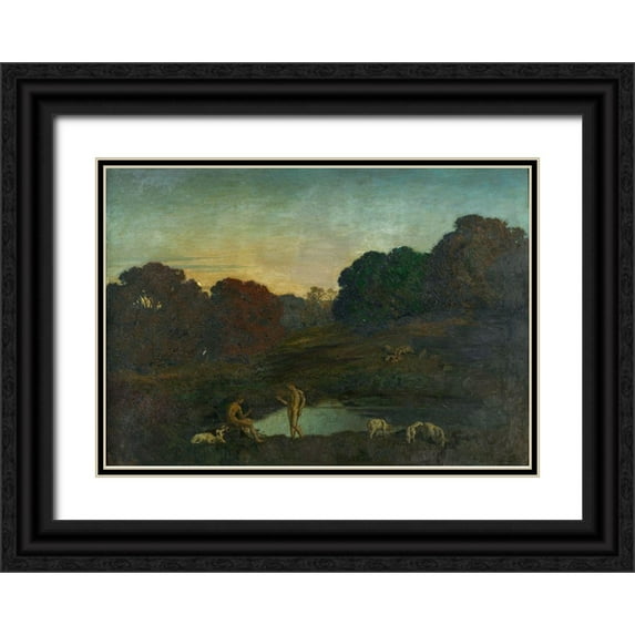 Menard, Rene 24x18 Black Ornate Wood Framed with Double Matting Museum Art Print Titled - Pastoral Scene