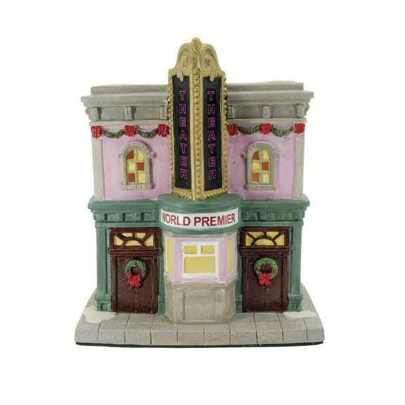 Menard's Enchanted Forest "Movie Theater" Lighted Porcelain Christmas Village