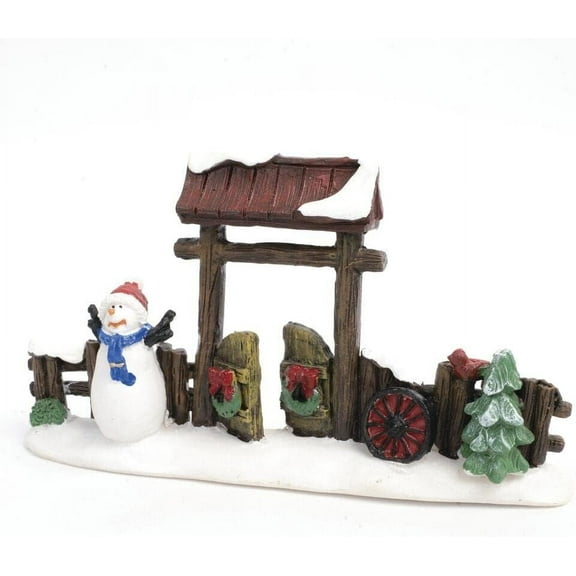 Menards Christmas Village Gate with Snowman Holiday House Crosslight Building Enchanted Forest Accessory