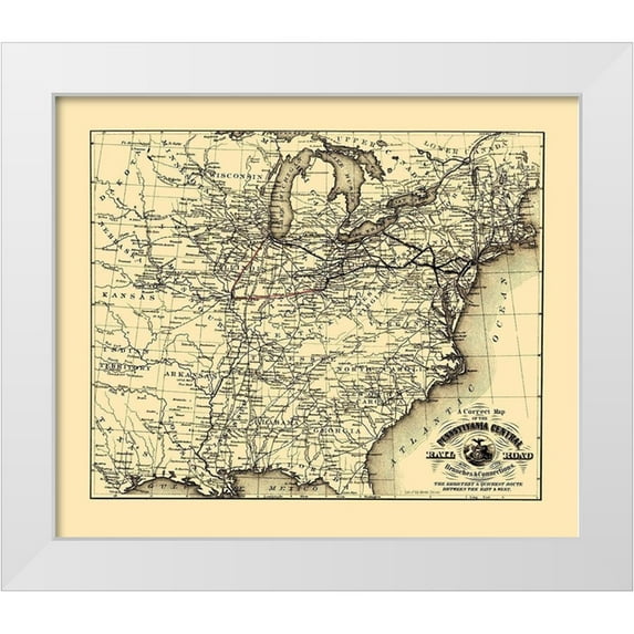 Mendel 23x20 White Modern Wood Framed Museum Art Print Titled - Pennsylvania Central Railroad - Mendel 1854