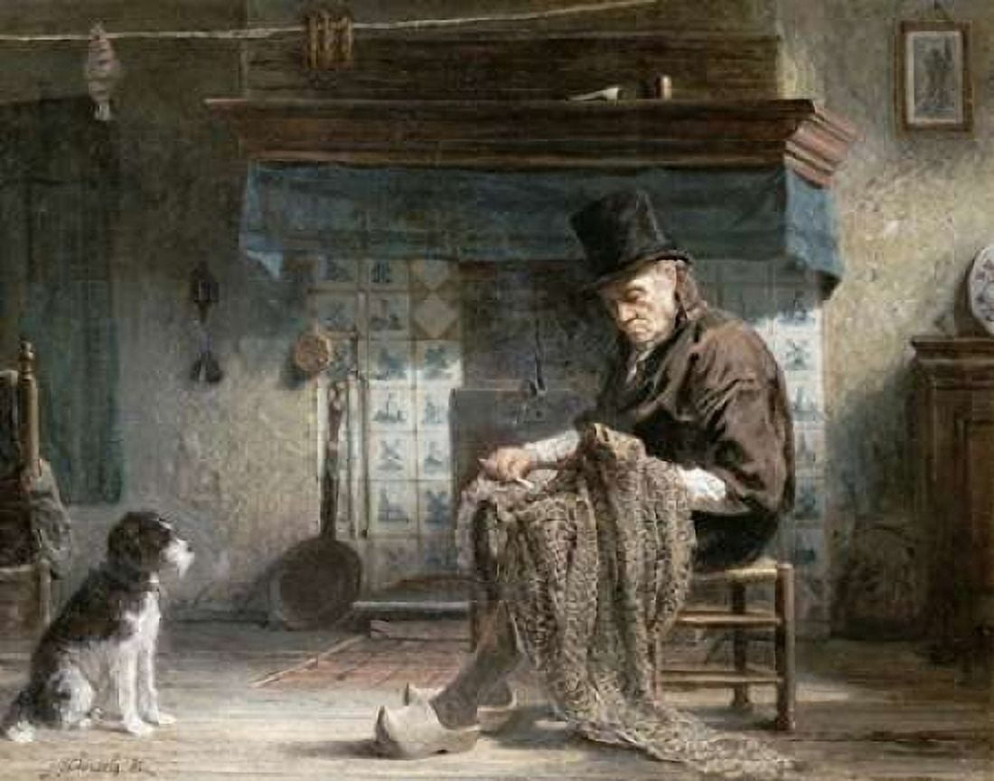 Mending The Nets Canvas Art - Jozef Israels (22 x 28)