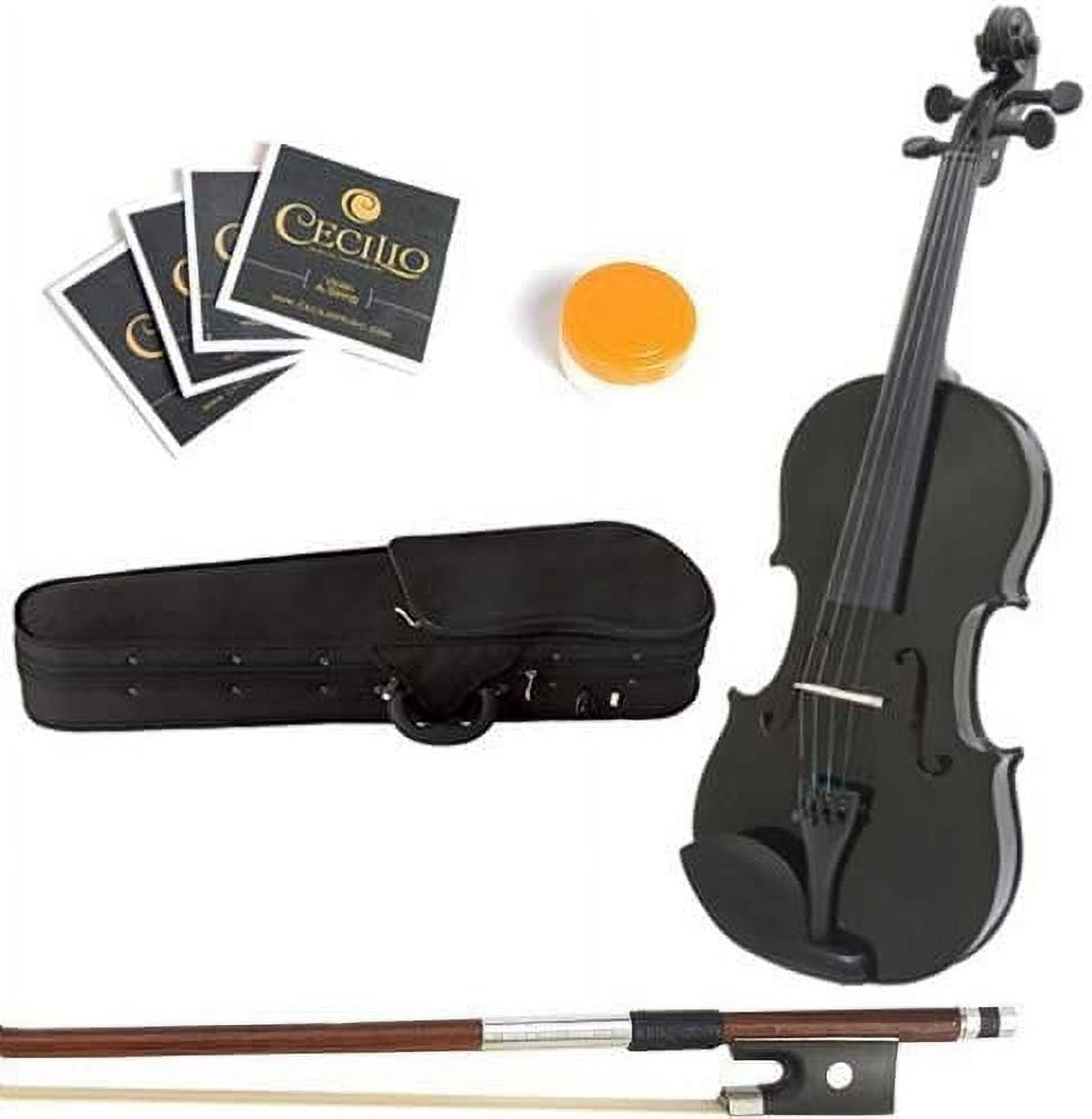 Mendini 16-Inch MA-Black Solid Wood Viola with Case, Bow, Rosin