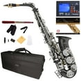 thumbnail image 1 of Mendini Black Nickel Plated Silver Keys Eb Alto Saxophone with Tuner, 10 Reeds, Pocketbook, Mouthpiece and Case, MAS-BNN, 1 of 6