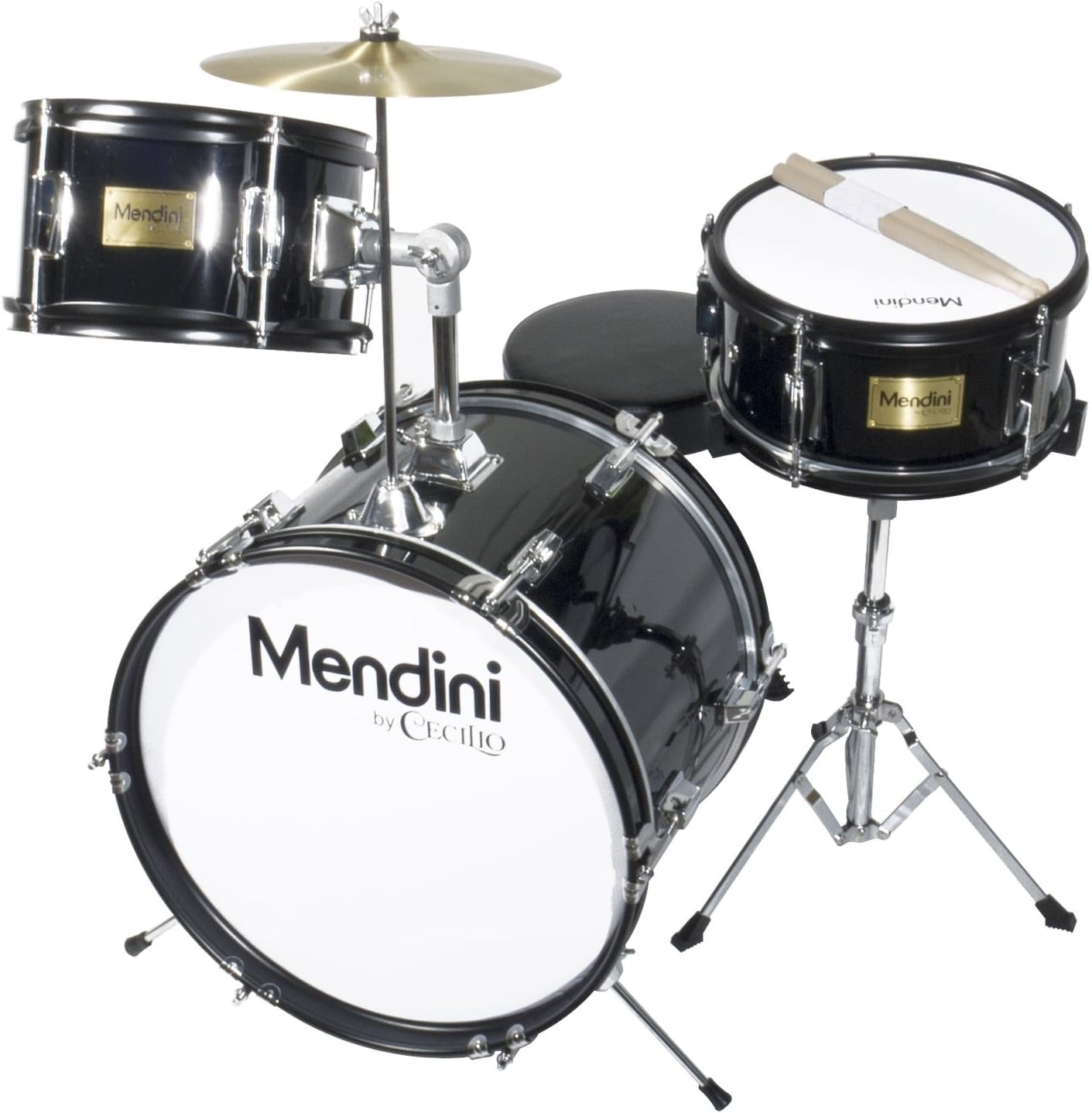Mendini By Cecilio Kids Drum Set Junior Kit w/ 4 Drums (Bass, Tom