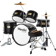 Mendini By Cecilio Kids Drum Set - Starter Drums Kit with Bass, Toms, Snare, Cymbal, Hi-Hat, Drumsticks & Seat - Musical Instruments Beginner Sets Teen And Tween, Black Drum Set
