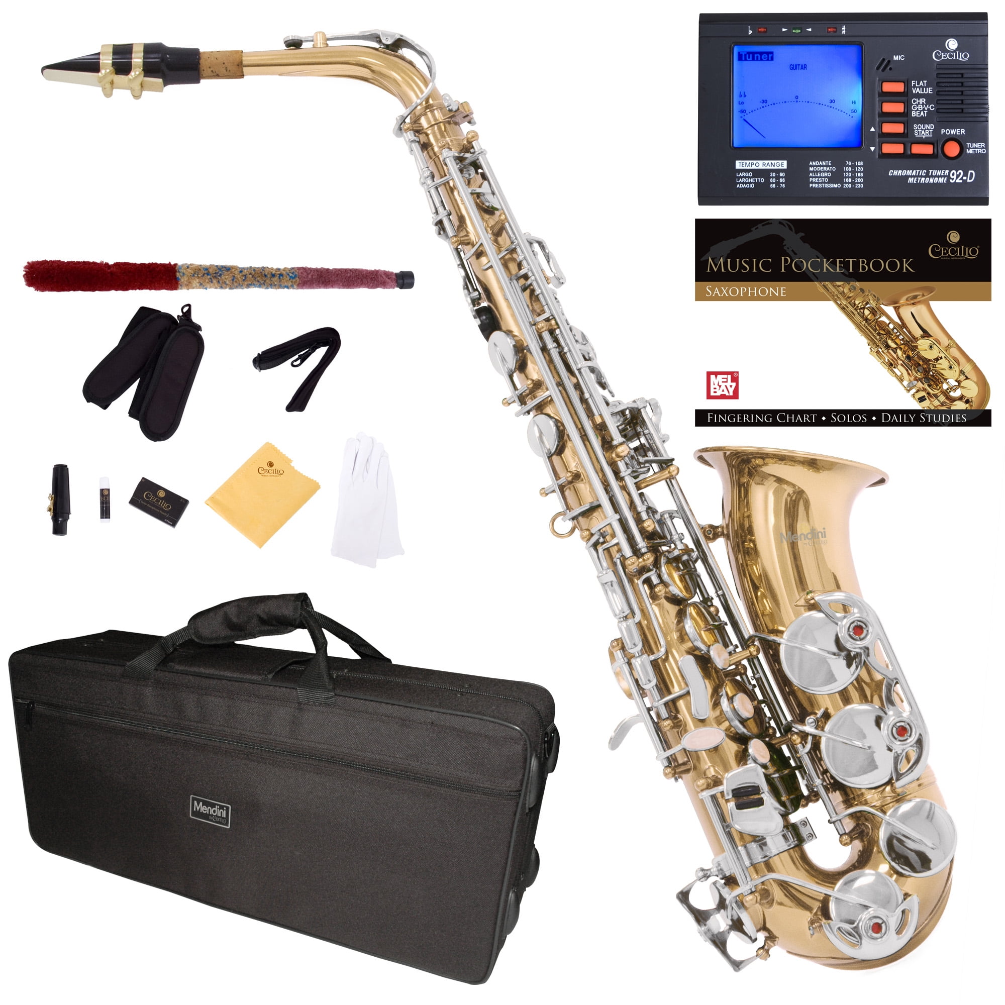 Mendini by Cecilio Eb Alto Sax with Accessories Tuner, Case