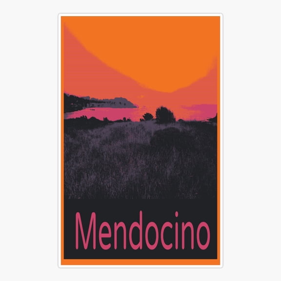 Mendocino Beach Sunset Coastal Sticker