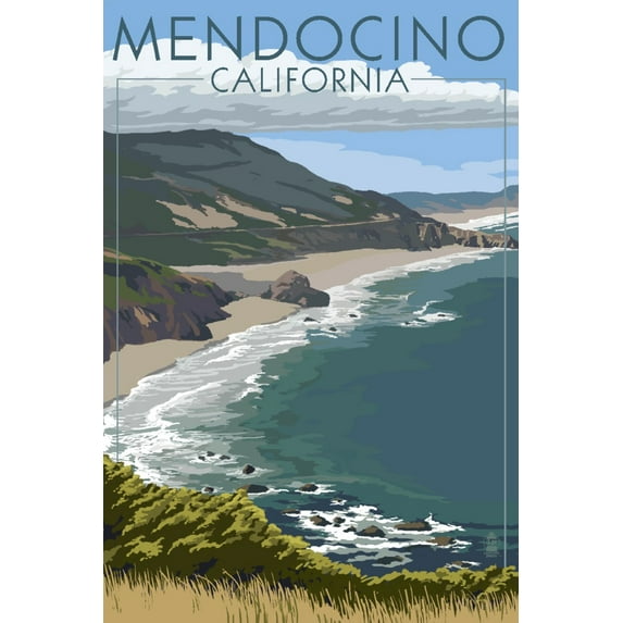 Mendocino, California, Coast Scene (16x24 Giclee Gallery Art Print, Vivid Textured Wall Decor)
