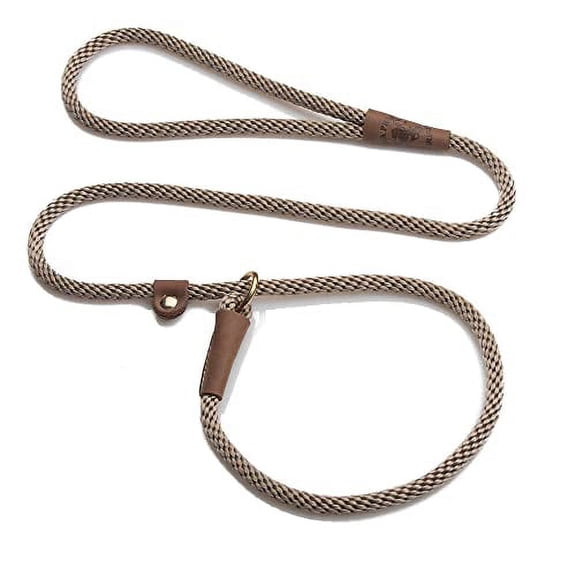 Mendota Pet Slip Leash - Dog Lead and Collar Combo - Made in The USA - Tan, 3/8 in x 6 ft - for Small/Medium Breeds