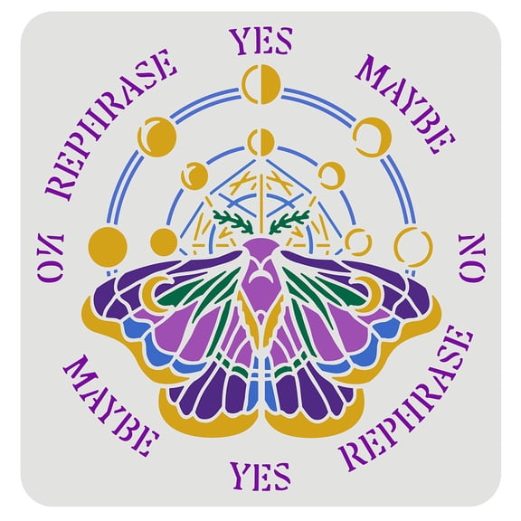 Mendulum Board Dowsing Divination Stencil 11.8x11.8inch Moth Stencil for Painting Moon Phase Drawing Stencil Symbol Drawing Templates