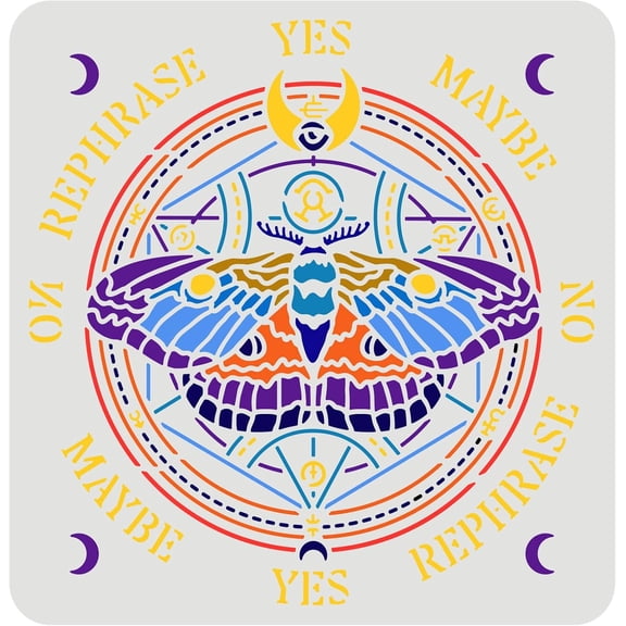 Mendulum Board Dowsing Divination Stencil 11.8x11.8inch Symbol Drawing Templates Magic Hexagon Astrology Big Moth Moon Phase Painting Stencils for Wood Signs Home Decor diy