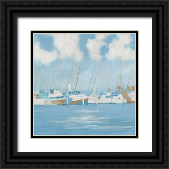 Meneely, Dan 12x12 Black Ornate Wood Framed with Double Matting Museum Art Print Titled - Golf Harbor Boats II