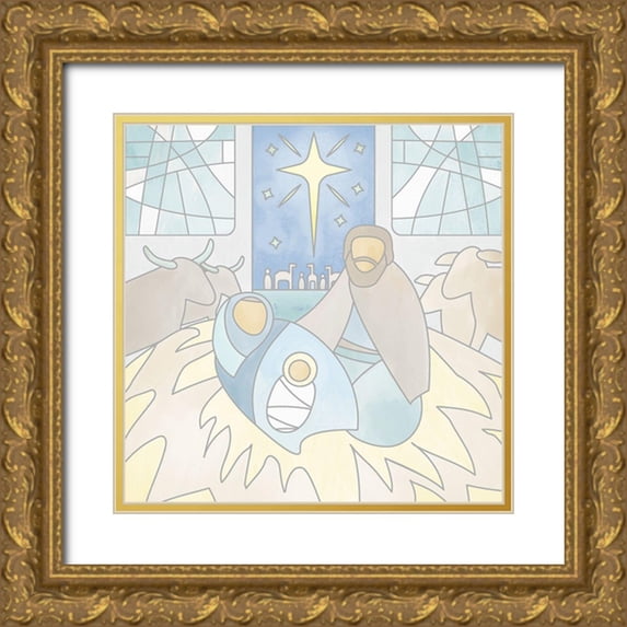 Meneely, Dan 12x12 Gold Ornate Wood Framed with Double Matting Museum Art Print Titled - Nativity