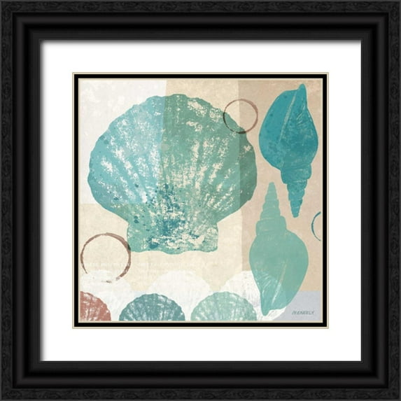 Meneely, Dan 15x15 Black Ornate Wood Framed with Double Matting Museum Art Print Titled - Shell Collage I