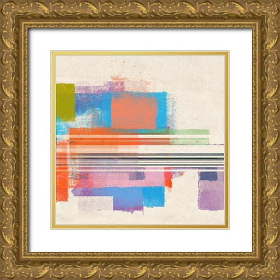 Meneely, Dan 15x15 Gold Ornate Wood Framed with Double Matting Museum Art Print Titled - Summer Squares III