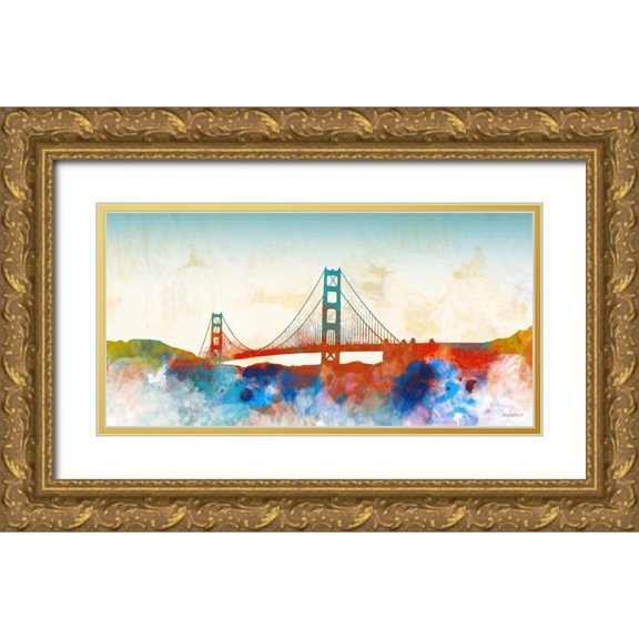Meneely, Dan 18x11 Gold Ornate Wood Framed with Double Matting Museum Art Print Titled - Golden Gate