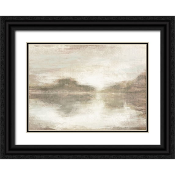 Meneely, Dan 18x14 Black Ornate Wood Framed with Double Matting Museum Art Print Titled - Lakes Morning Reflection