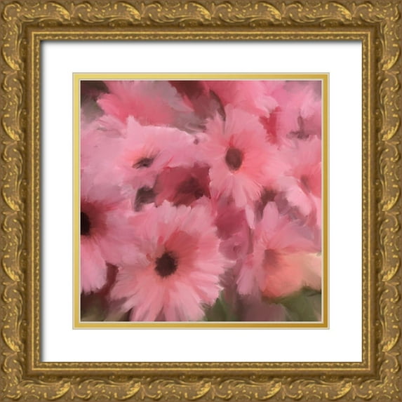 Meneely, Dan 20x20 Gold Ornate Wood Framed with Double Matting Museum Art Print Titled - Pink Flowers