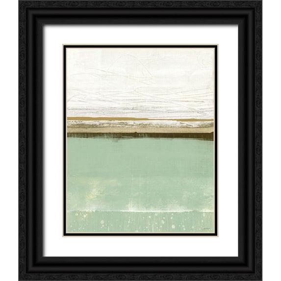 Meneely, Dan 20x24 Black Ornate Wood Framed with Double Matting Museum Art Print Titled - Familiar Feeling Green And Beige
