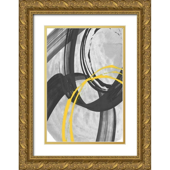 Meneely, Dan 23x32 Gold Ornate Wood Framed with Double Matting Museum Art Print Titled - Grey Winds Abstract