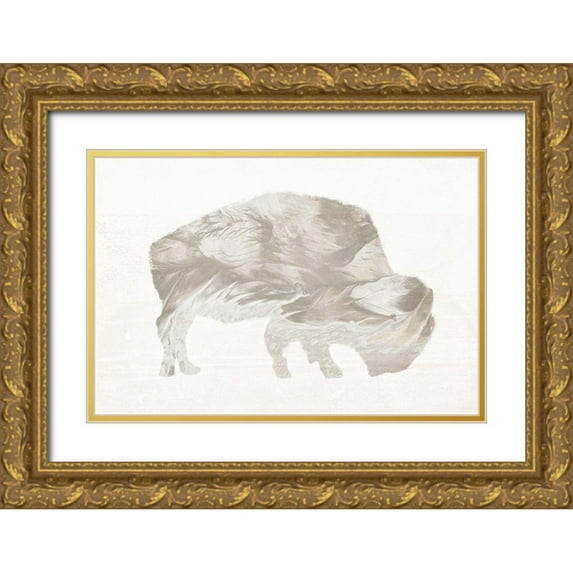 Meneely, Dan 24x17 Gold Ornate Wood Framed with Double Matting Museum Art Print Titled - Muted Urban Bison