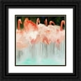 thumbnail image 1 of Meneely, Dan 26x26 Black Ornate Wood Framed with Double Matting Museum Art Print Titled - Flamingo Dance, 1 of 4