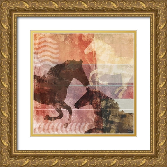 Meneely, Dan 26x26 Gold Ornate Wood Framed with Double Matting Museum Art Print Titled - Equine Fantasy II