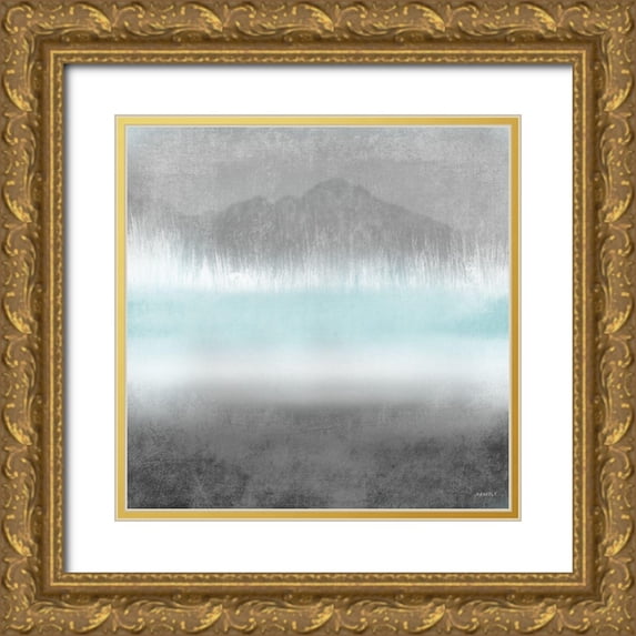 Meneely, Dan 26x26 Gold Ornate Wood Framed with Double Matting Museum Art Print Titled - Foggy Loon Lake II
