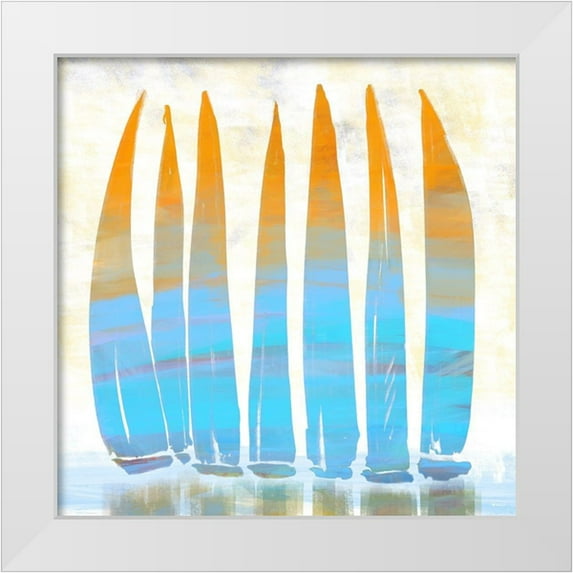 Meneely, Dan 26x26 White Modern Wood Framed Museum Art Print Titled - Crowded Harbor