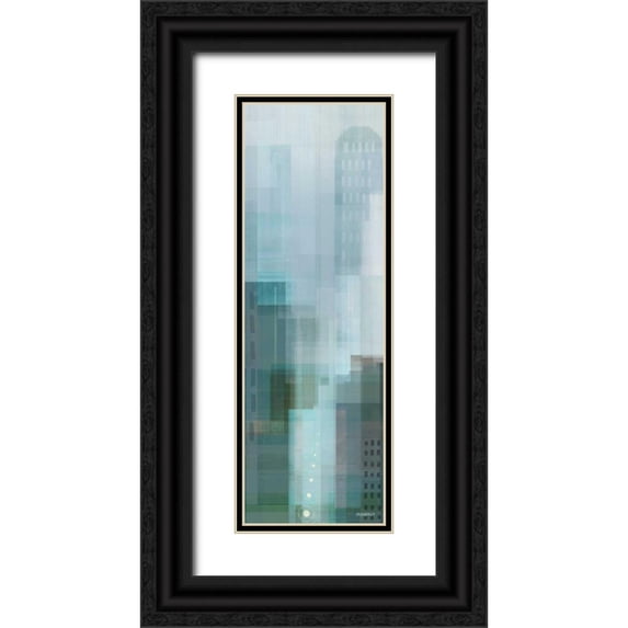 Meneely, Dan 7x14 Black Ornate Wood Framed with Double Matting Museum Art Print Titled - City Emerald Panel II