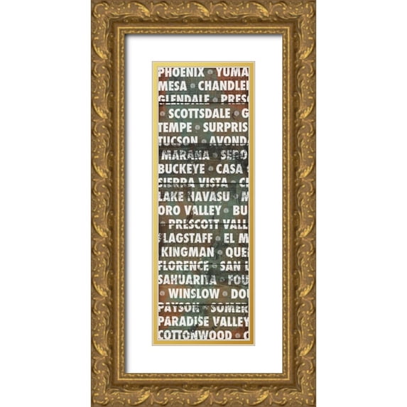 Meneely, Dan 7x14 Gold Ornate Wood Framed with Double Matting Museum Art Print Titled - Phoenix Wood Type