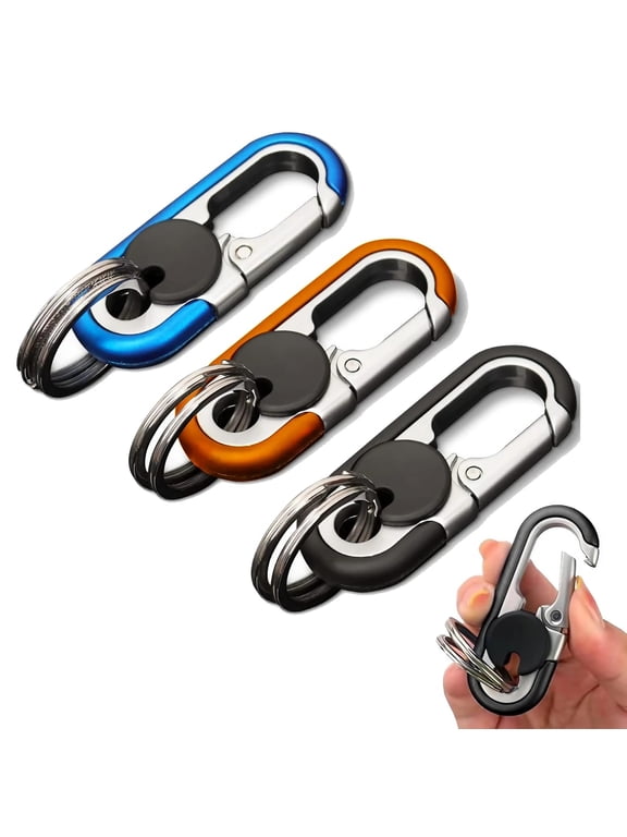 3 Pcs Carabiner Keychain,Heavy Duty Zinc Alloy Key Clip,Multi-functional Key Ring Holder for Men Women,Durable Keychain Clip for Car Keys,Outdoor Camping,Daily Use