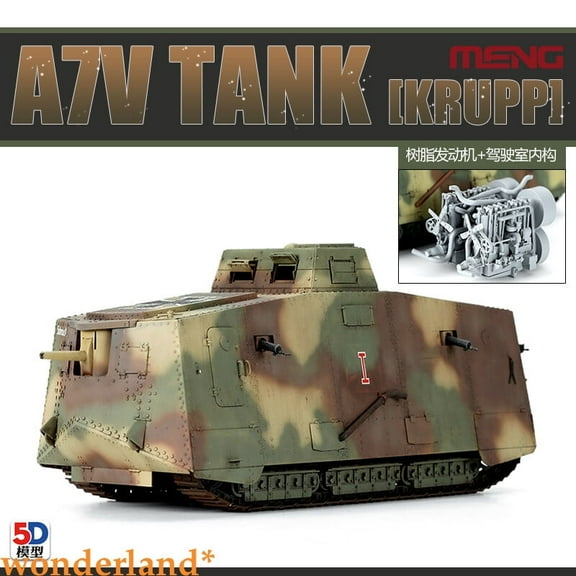 Meng Model 1/35 TS-017S German A7V Tank (Krupp) and Engine Plastic Model Kit