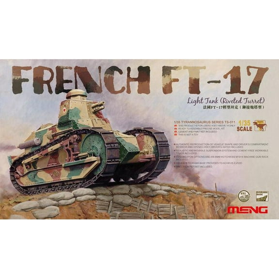 Meng Model TS-011 1/35 French FT-17 Light Tank (Riveted Turret) plastic model kit,model building Model kit