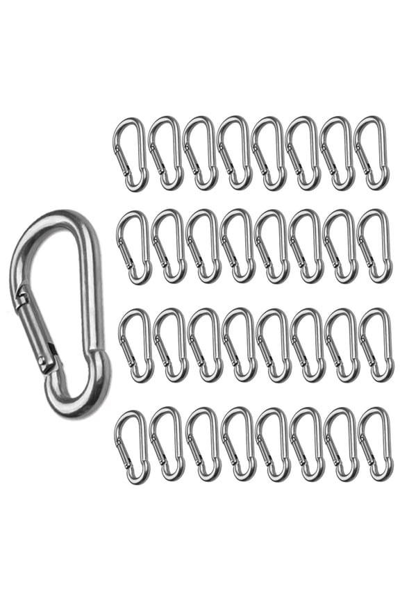 Stainless Steel Spring Loaded Carabiners,50 Pack,2 In Heavy Duty D-Ring Clips for Outdoor,Camping,Hiking,Keychain,Backpack