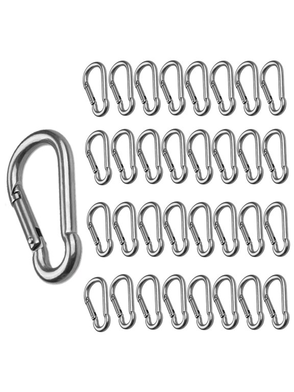 Stainless Steel Spring Loaded Carabiners,50 Pack,2 In Heavy Duty D-Ring Clips for Outdoor,Camping,Hiking,Keychain,Backpack