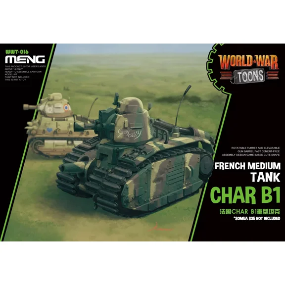 Meng&Studio Roqovan Model WWT-016 CHAR B1 FRENCH MEDIUM TANK WORLD WAR TOONS