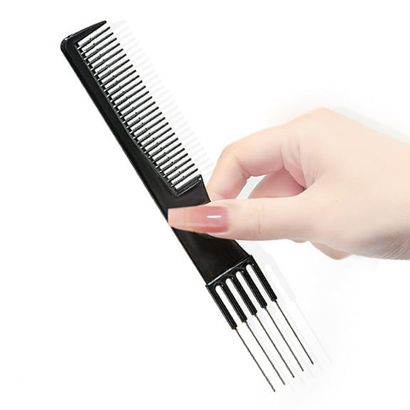 Meng Teasing Comb with Metal Pick Combs for Women Hair Pick Comb for Hair Styling (Black)