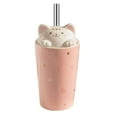 thumbnail image 1 of Mengcat Ceramic Pink Cat Coffee Mug with Straw and 3D Kitty Lid, Travel Cup Christmas Gift 16Oz, 1 of 7