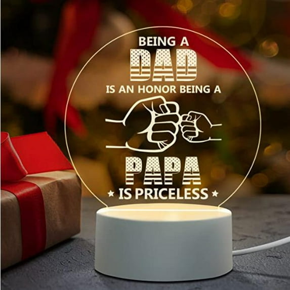 Mengen Birthday Gift for Dad, 6x7.5 Inch Acrylic Carved Night Light, Christmas Father's Day Gift for Daughter Son