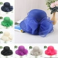 thumbnail image 1 of Mengen Women's Organza Tea Party Wedding Hat UV Protection Wide Brim Sun Hat/Grey, 1 of 4