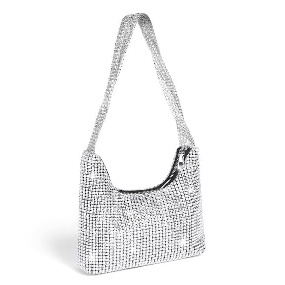 Mengen Women's Rhinestone Sparkly Evening Clutch Handbag, Silver