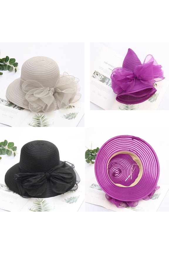 Mengen Women's Topper Church Bell Hat Tea Party Wedding Floral Hat/Grey