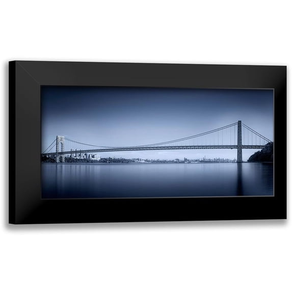 Menghuailin 24x14 Black Modern Framed Museum Art Print Titled - George Washington Bridge