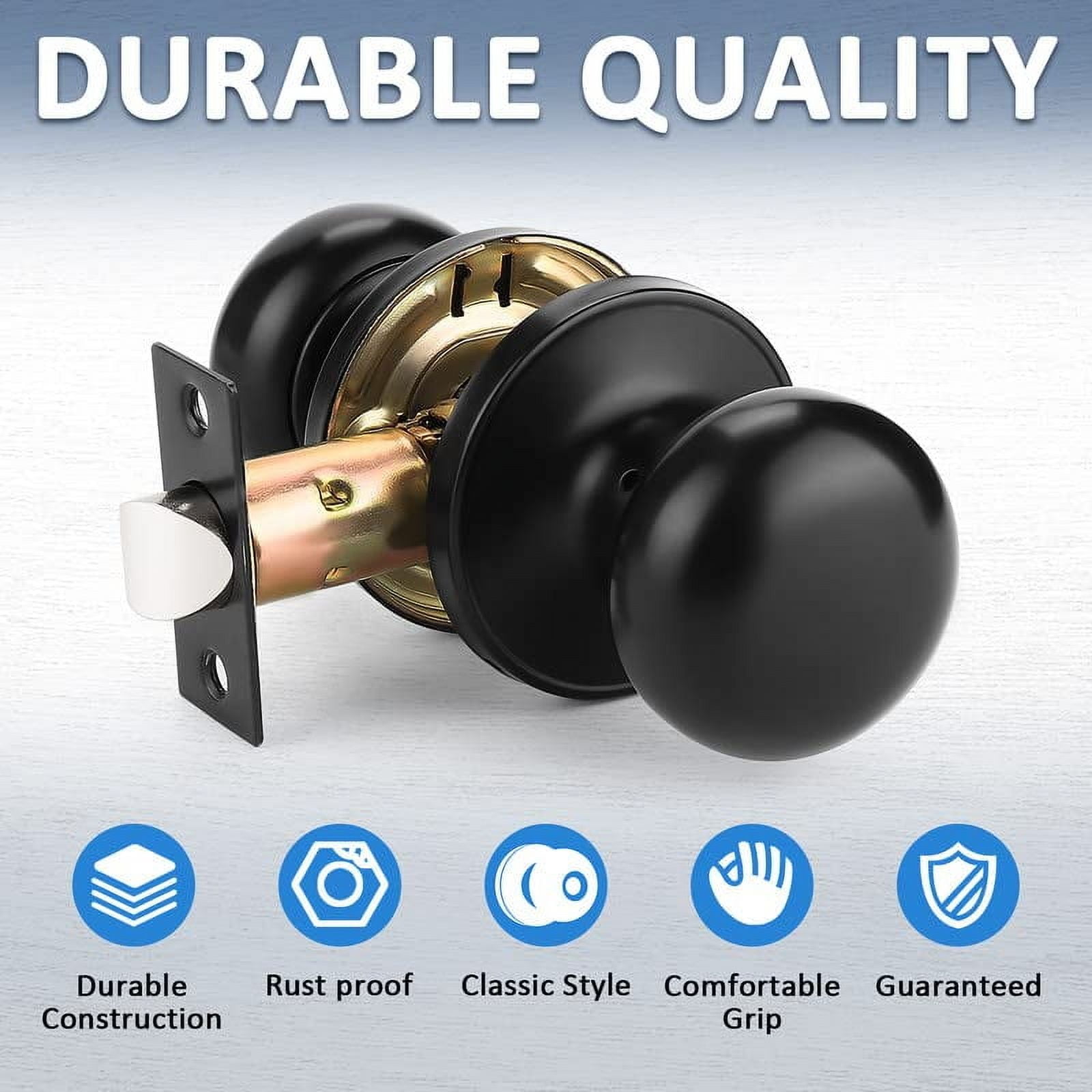 Mengico 5 Pack Door Knob Interior,Black Interior Door Handles,Door ...