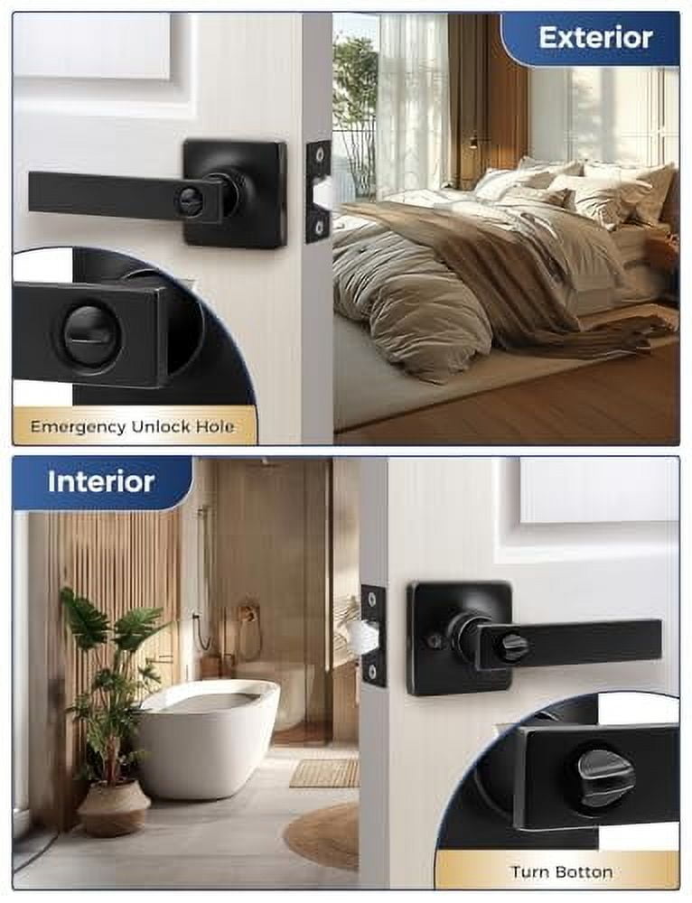 Mengico 2-Pack Oil Rubbed Bronze Door Lever Handles - Privacy Bedroom & Bathroom Locks (Keyless, Fits Standard Doors)