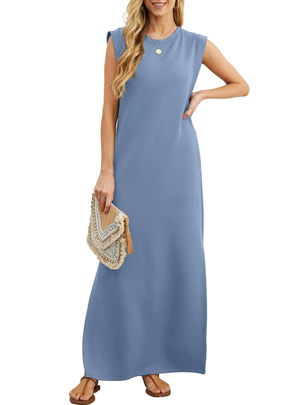 Silhouette-Enhancing Sleeveless Maxi Dress